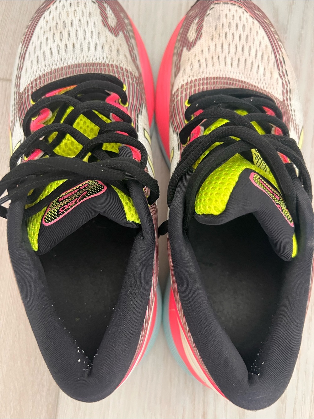 ASICS Women's Running Sneakers in White, Pink, Neon Yellow and Black - Picture 5 of 6